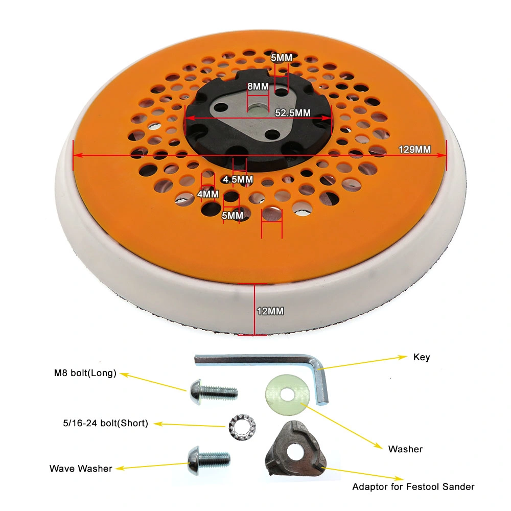 6 Inch 150mm Multi-Functional Back-up Sanding Pad Dust Free Backing Pad 53-Hole Hook and Loop Power Tools Accessories